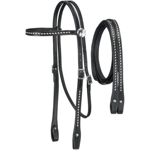 Royal King Buckstitched Browband Headstall with Reins