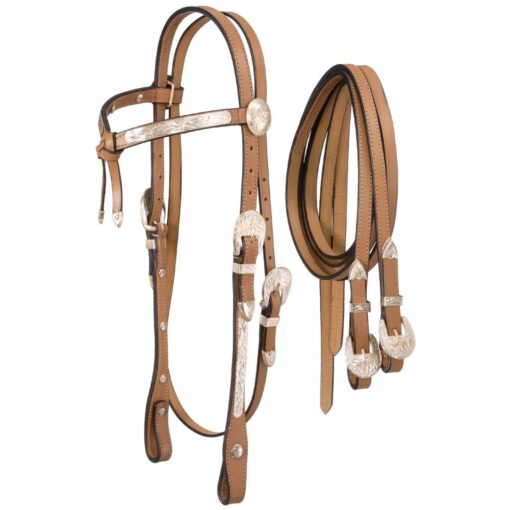 Royal King Futurity Headstall with Silver Accents and Matching Reins