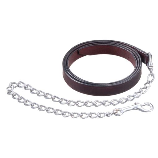 Royal King Leather Lead with Nickel Chain - 3/4"