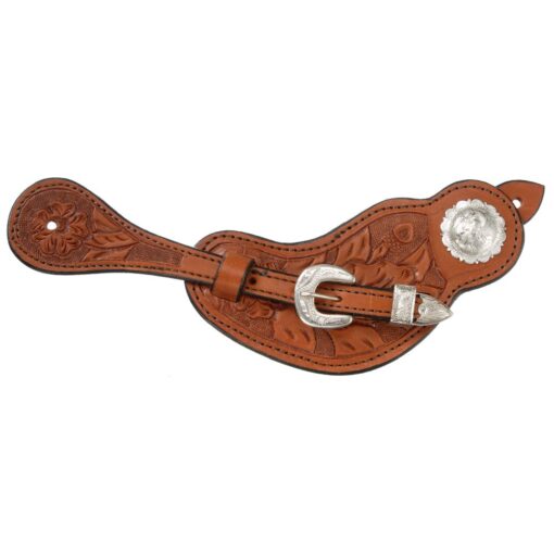 Royal King Lined Cowhide Spur Straps with Floral Tooling