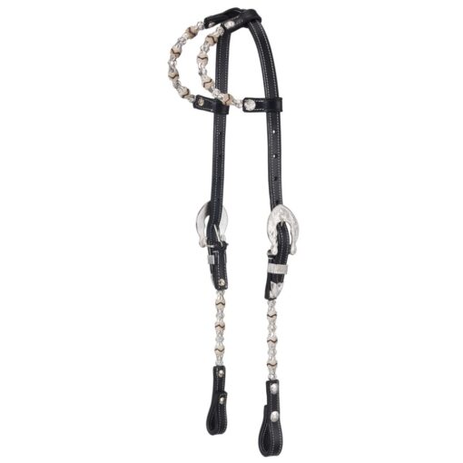 Royal King Rawhide/Ferruled Silver Double Ear Headstall