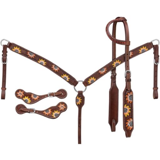 Royal King Sunflower/Basketweave 3 Piece Tack Set