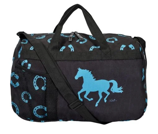 Running Horses Duffle Bag Horseshoes Turquoise