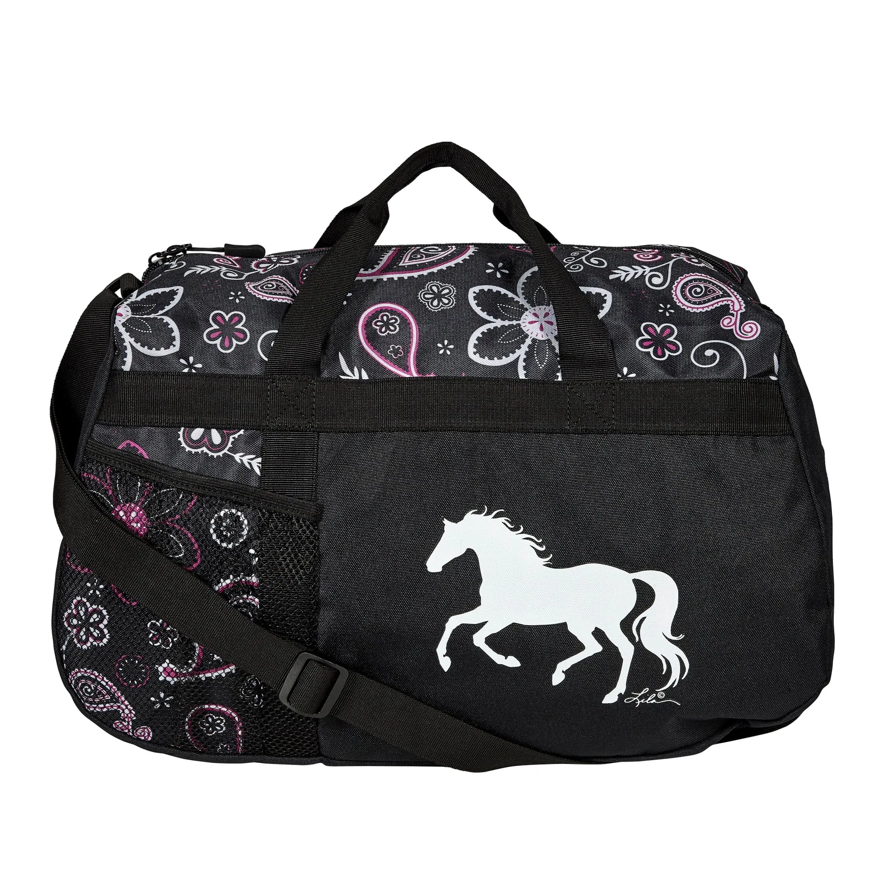 Running Horses Duffle Bag Paisley Pony White 3 Running Horses Duffle Bag Paisley Pony White