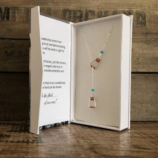 Saddle Stirrup Necklace W/Aqua Bead Jewelry