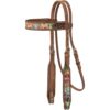 Silver Royal Cactus Print Browband Headstall 1 Silver Royal Cactus Print Browband Headstall