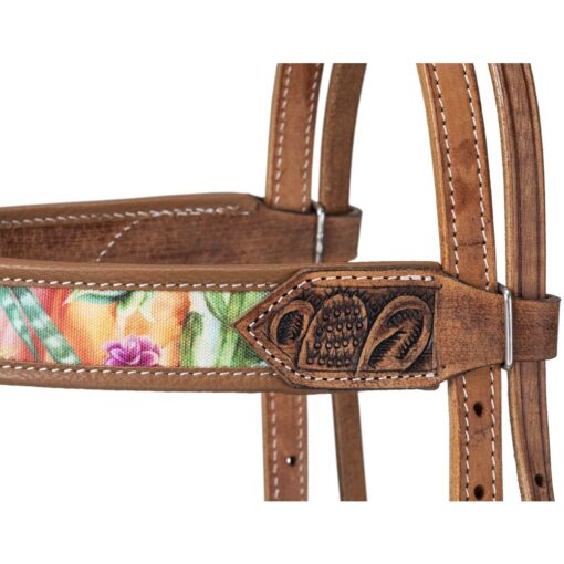 Silver Royal Cactus Print Browband Headstall 2