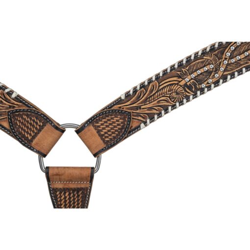 Silver Royal Feather and White Lace Headstall and Breastcollar Set 3