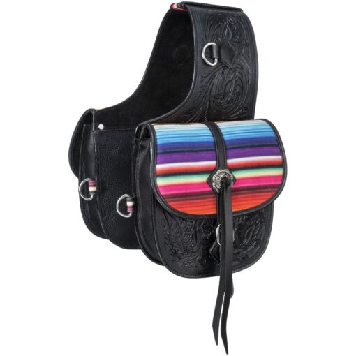 Tough1 Black Serape Leather Saddle Bag