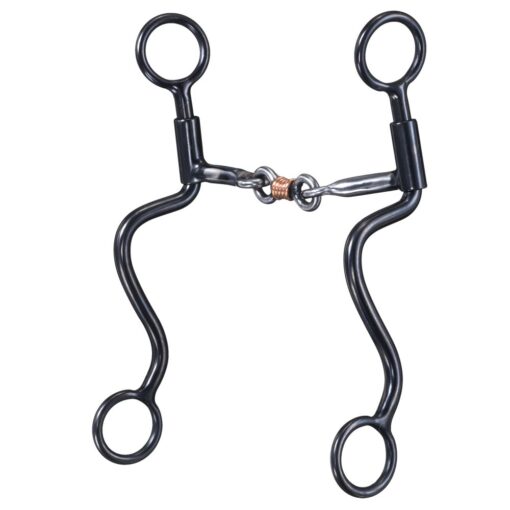 Tough1 Black Steel S Shank Bit with 3-Piece Sweet Iron Snaffle