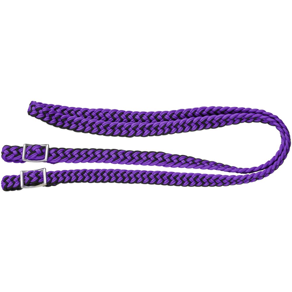 Rênes Royal King Premium Romal - Cuir Tressé Main, Boutons Gravés, Neuf, USA