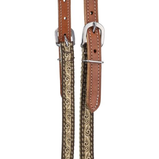Tough1 Brown Tooled Leather Double Ear Hybrid Headstall 1