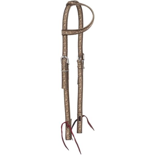 Tough1 Brown Tooled Leather Nylon Ear Headstall