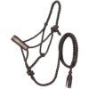Tough1 Brown Tooled Leather Overlay Mule Tape Halter with Lead 2 Tough1 Brown Tooled Leather Overlay Mule Tape Halter with Lead