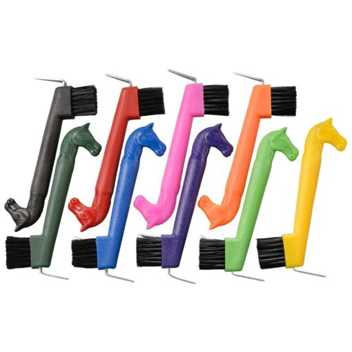 Tough1 Horse Head Hoof Pick/Brush Combination - 6 Pack