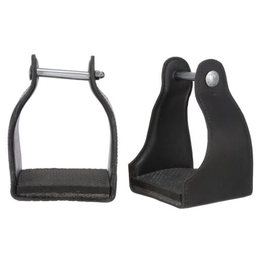 Tough1 Leather Covered Endurance Stirrups - Wide Neck
