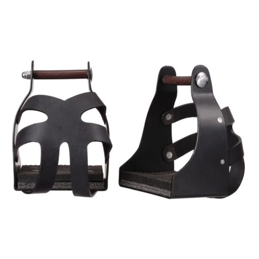 Tough1 Metal Endurance Stirrups with Leather Guard