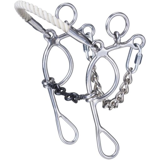 Tough1 Miniature Combination Rope Nose Hackamore with Twisted Dogbone Gag