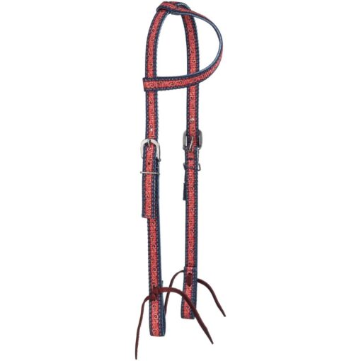 Tough1 Navy Blue/Red Nylon Ear Headstall