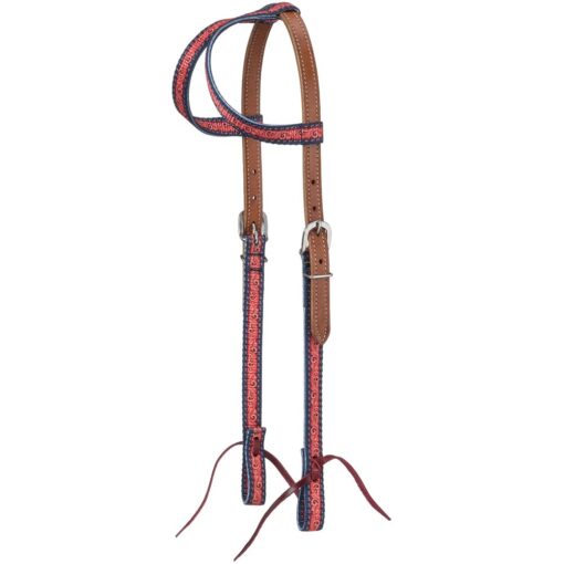 Tough1 Navy Tooled Double Ear Hybrid Headstall