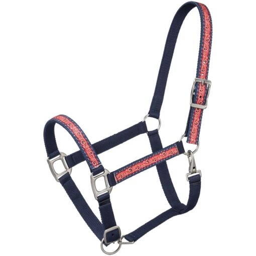 Tough1 Nylon Halter with Navy Blue Tooled Overlay