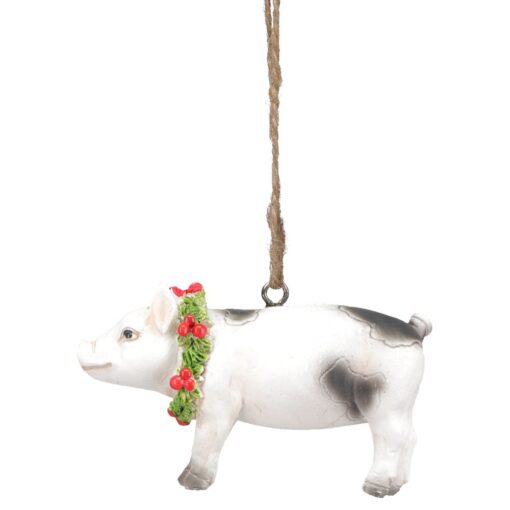 Tough1 Pig with Wreath Ornament