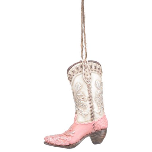 Tough1 Pink and White Boot Ornament