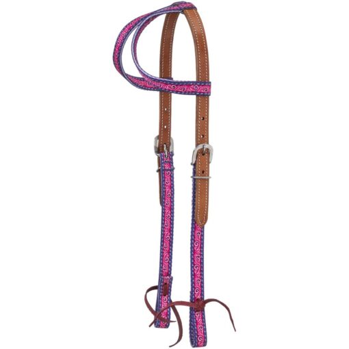 Tough1 Purple Tooled Double Ear Hybrid Headstall