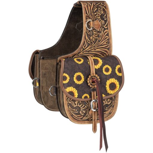 Tough1 Sunflower Leather Saddle Bag