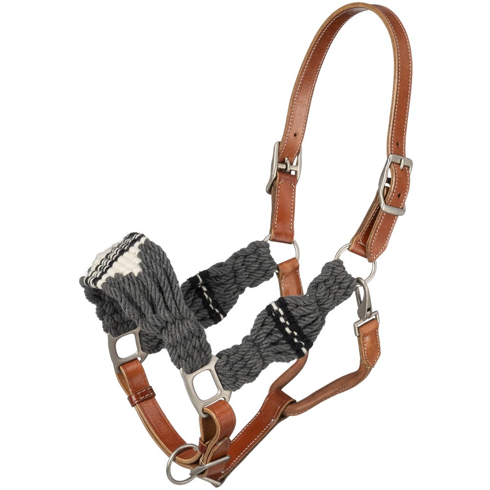 Tough-1 Leather Stable Horse Halter, Brown