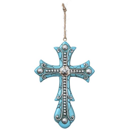 Turquoise Concho Cross Ornament