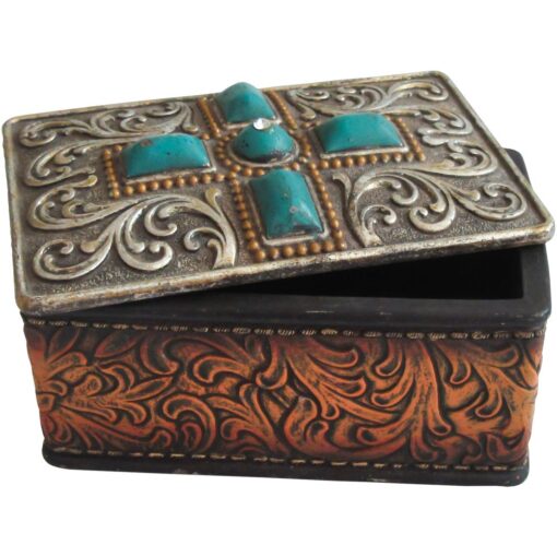 Turquoise Cross Trinket Box
