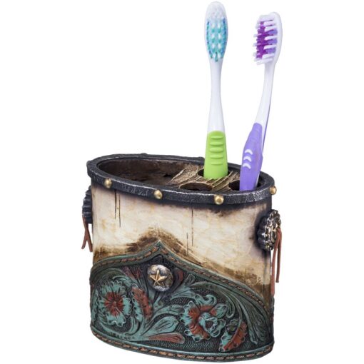 Turquoise Floral with Concho Tooth Brush Holder