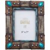 Wood and Turquoise Stone Picture Frame 2 Wood and Turquoise Stone Picture Frame