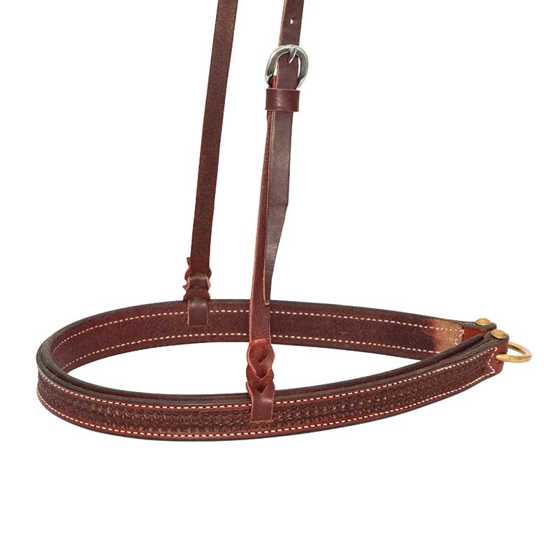 1-1/4” Leather Spider Stamp Noseband 3 Cowboy Tack 1-1/4” Rosewood Leather Spider Stamp Noseband