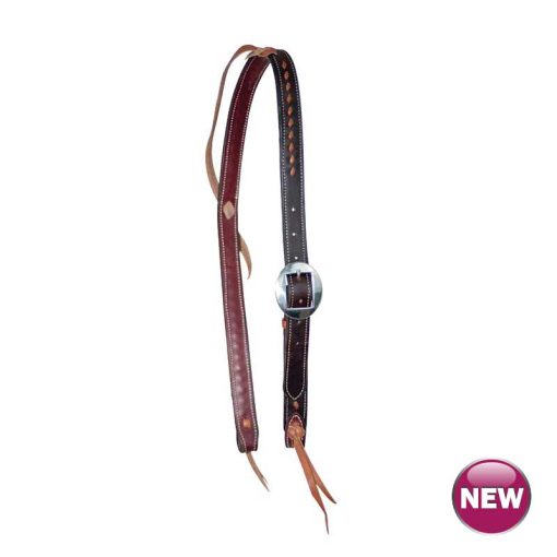Cowboy Tack 1” Leather Buckstitched Cowboy Knot Slip Ear Headstall