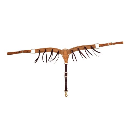Cowboy Tack 2” Golden Leather Roughout Breast Collar With Latigo Strings