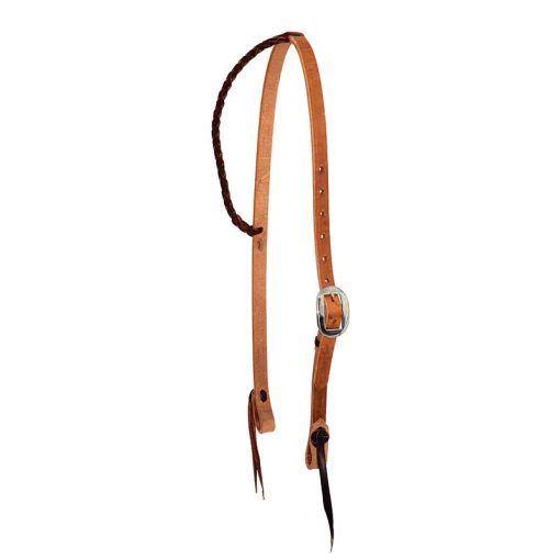 Cowboy Tack 3/4” Harness Leather Cowboy Knot Braided Slip Ear Headstall