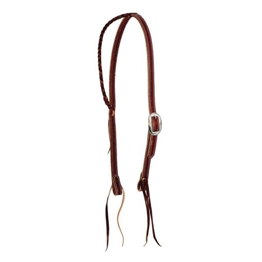 Cowboy Tack 3/4” Latigo Leather Braided Slip Ear Headstall