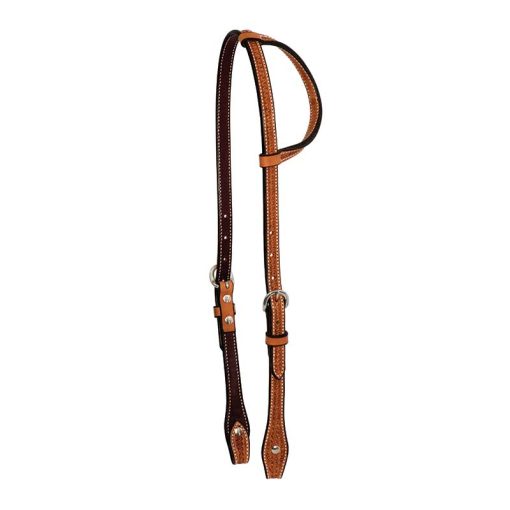 Cowboy Tack 5/8” Golden Leather Spider Stamp Single Ear Headstall