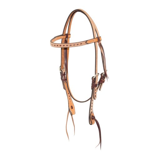 Cowboy Tack 5/8" Roughout Saddle Leather Buckstitched Browband Headstall