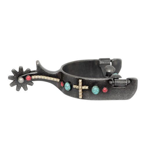 Cowboy Tack Southwest Collection Dark Grey Steel Cross Medium Spurs