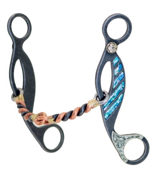 Cowboy Tack Turquoise Collection Grey Steel Copper Twisted Gag Bit