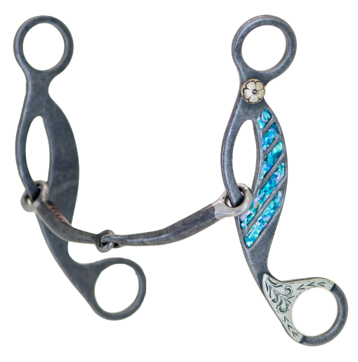 Cowboy Tack Turquoise Collection Grey Steel Smooth Snaffle Gag Bit
