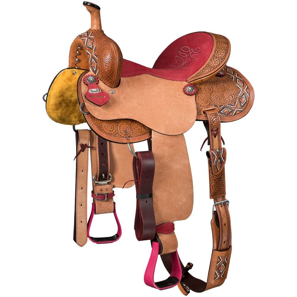 Tough1 Dahlias & Diamonds Barrel Saddle 5 Tough1 Dahlias & Diamonds Barrel Saddle - Image 3