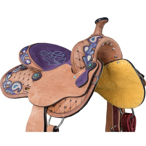Tough1 Youth Purple Paisley Barrel Saddle - Image 3