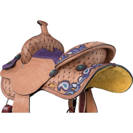 Tough1 Youth Purple Paisley Barrel Saddle - Image 4