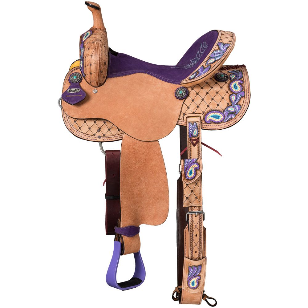 Tough1 Purple Paisley Barrel Saddle 4 Tough1 Purple Paisley Barrel Saddle - Image 2