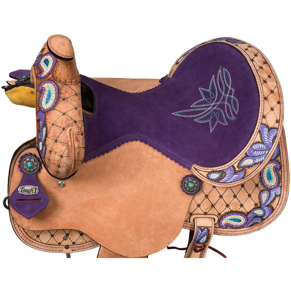 Tough1 Purple Paisley Barrel Saddle 7 Tough1 Purple Paisley Barrel Saddle - Image 5