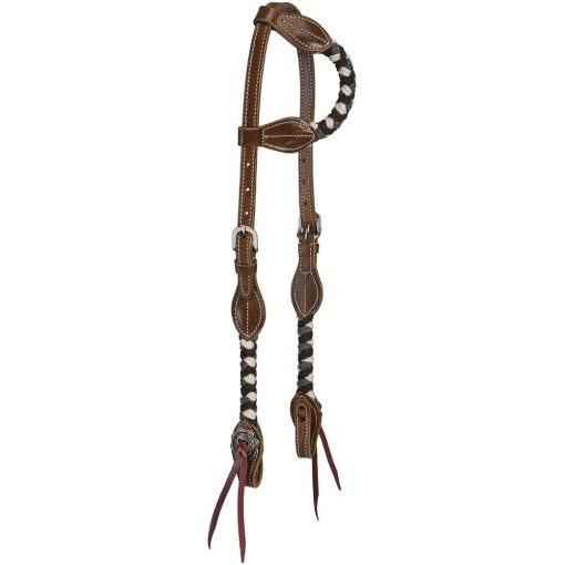 Tough1 Wool String Ear Headstall Brown/Gray/Cream